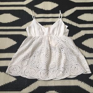 LoveStitch Brier White Eyelet Lace Tank Top.